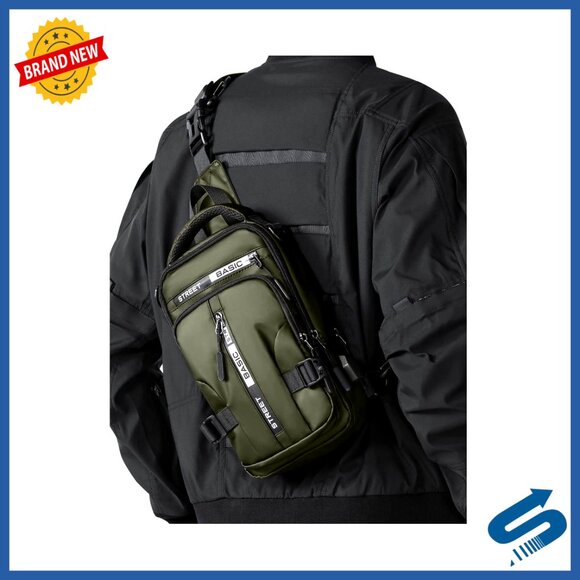 Lightweight Nylon Sling Backpack with USB Port for Hiking Travel